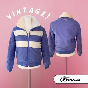 VINTAGE 80s-90s Tyrolia Blue & White Color block Ski Jacket - Size S